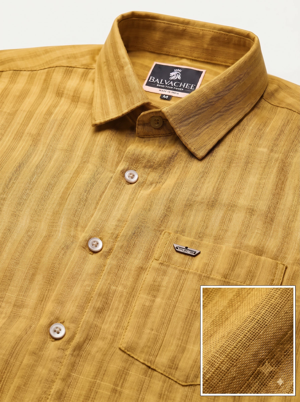 Musted Yellow Colour Linen Lining Shirt
