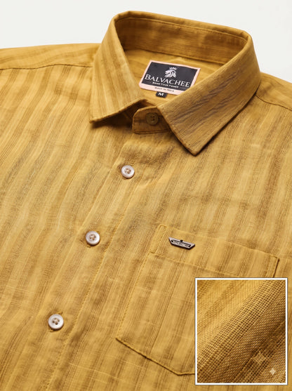 Musted Yellow Colour Linen Lining Shirt