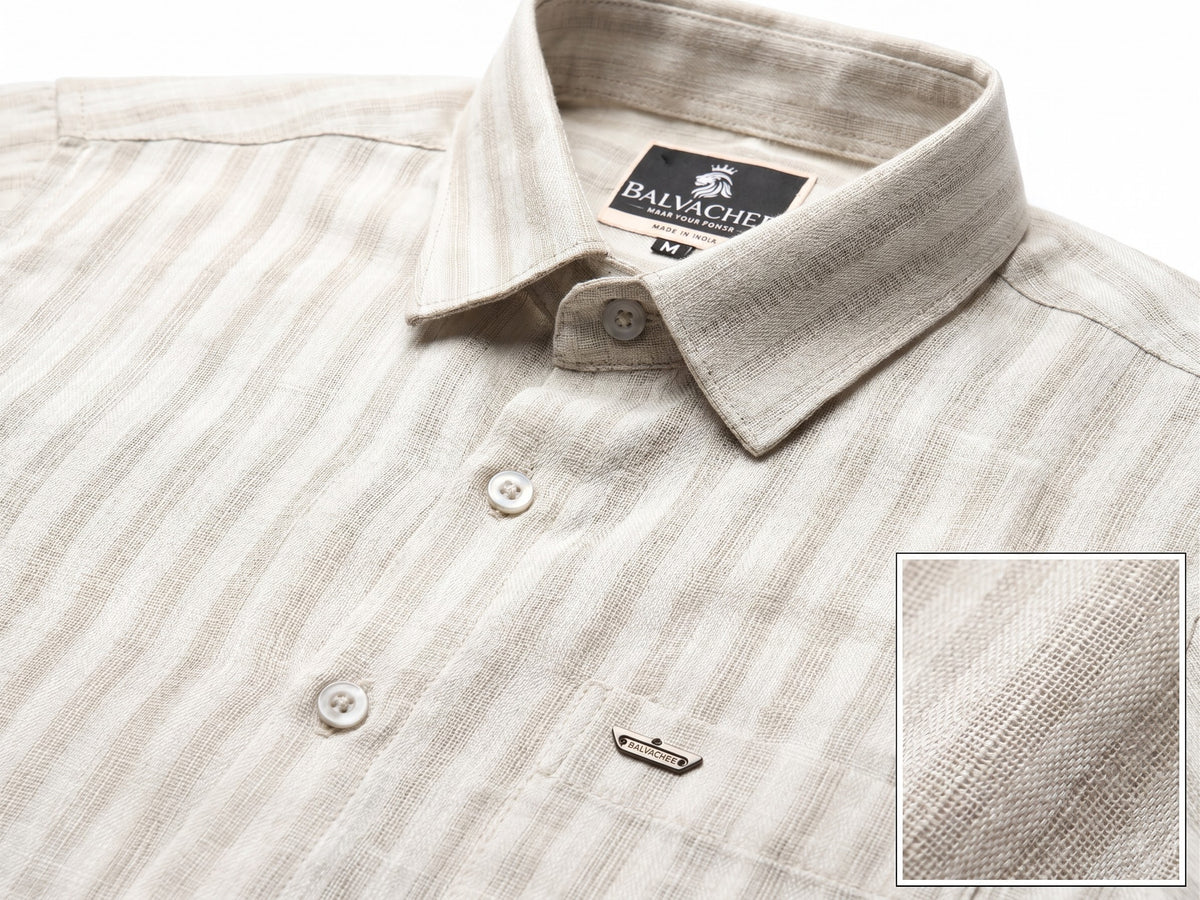 Light Beige Colour Linen Lining Shirt
