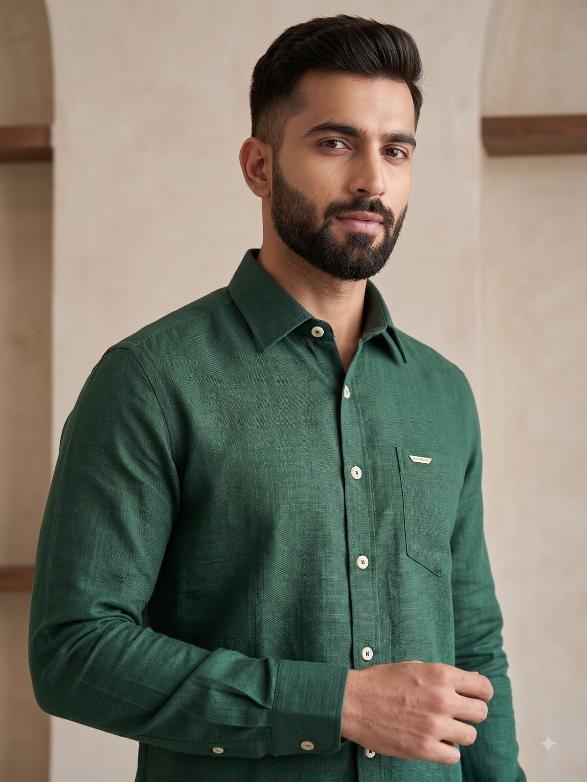 Premium Green Colour Linen cotton Shirt