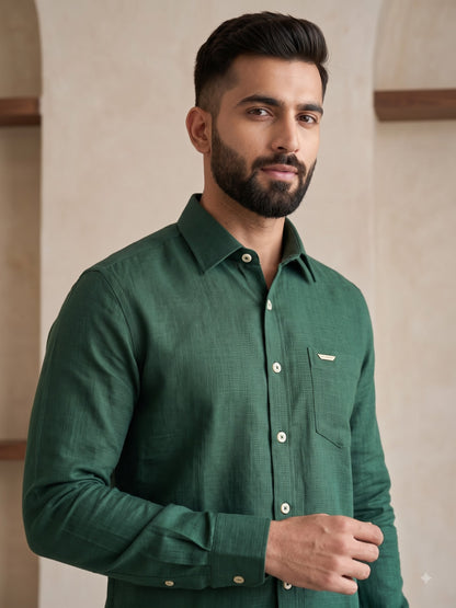 Premium Green Colour Linen cotton Shirt