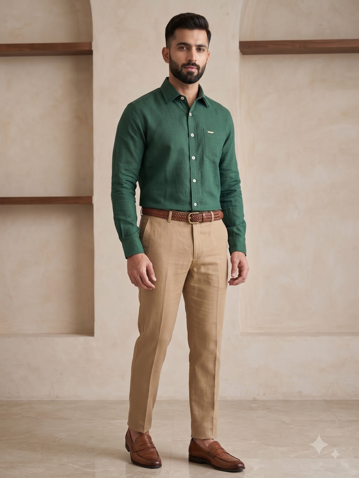 Premium Green Colour Linen cotton Shirt