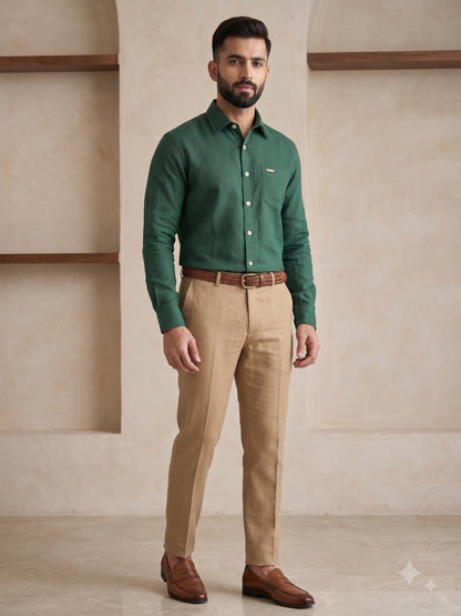 Premium Green Colour Linen cotton Shirt