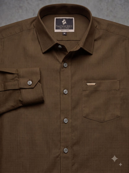 Brown Colour Premium Cotton Texture Shirt