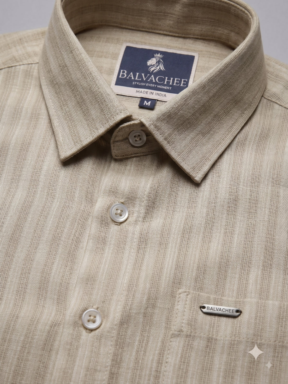 Light Beige Colour Linen Lining Shirt
