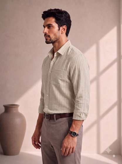 Light Beige Colour Linen Lining Shirt