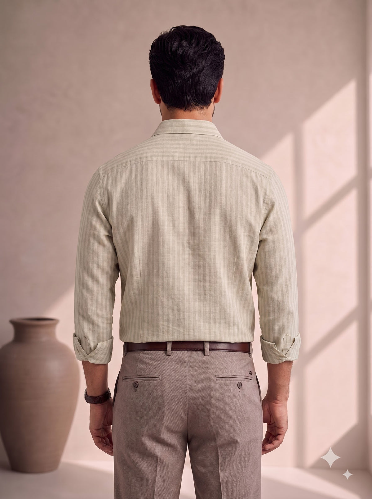Light Beige Colour Linen Lining Shirt