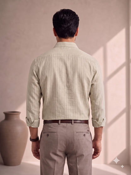Light Beige Colour Linen Lining Shirt