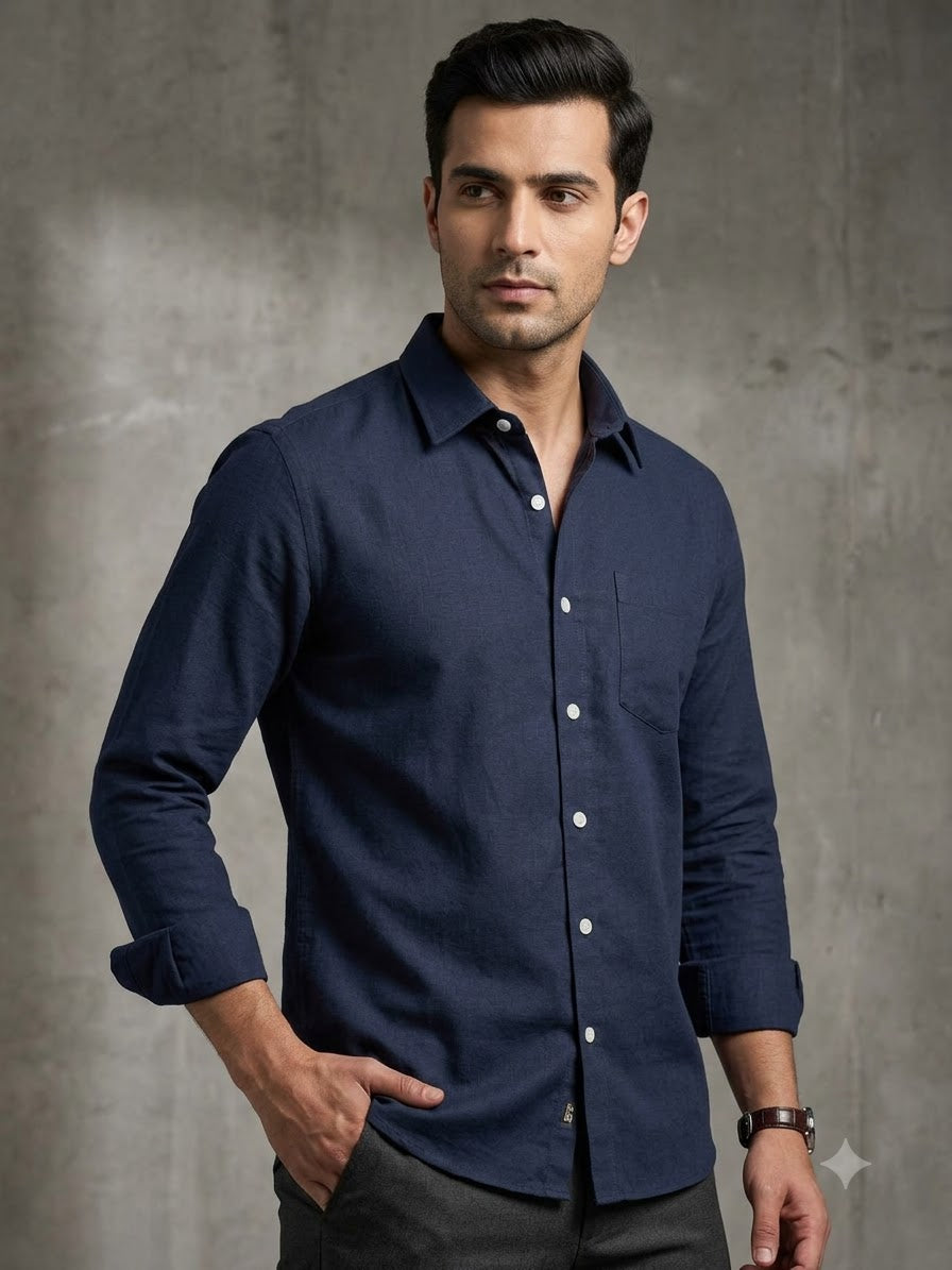 Premium Navy Blue Colour Cotton Shirt