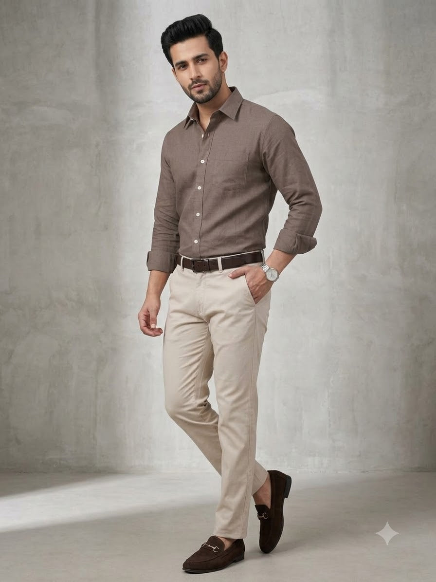 Premium Taupe Grey Colour Cotton Shirt