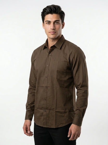 Brown Colour Premium Cotton Texture Shirt
